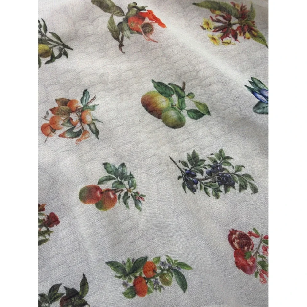 Antonio Melani‎ Scarf Women OS White Fruit Floral Botanical Print Summer